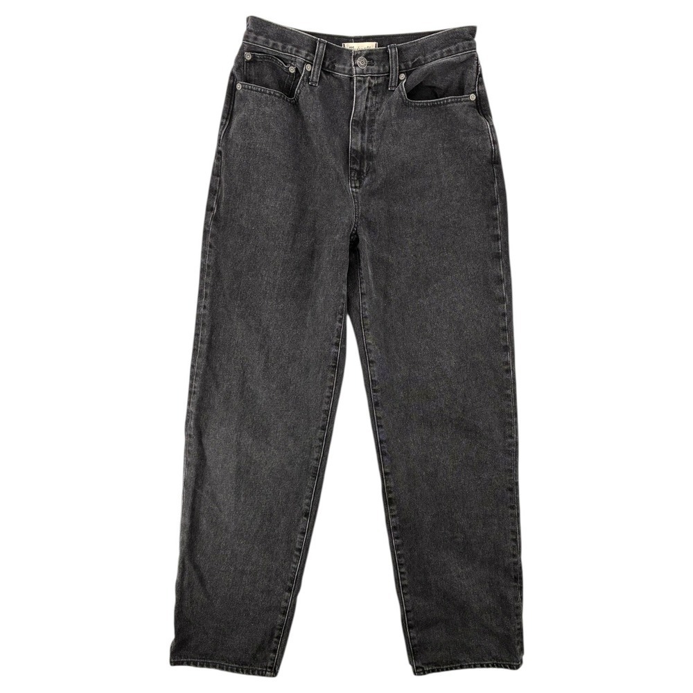 Madewell Black Baggy Straight Jeans Womens 28 High Rise 100% Cotton Rigid Denim